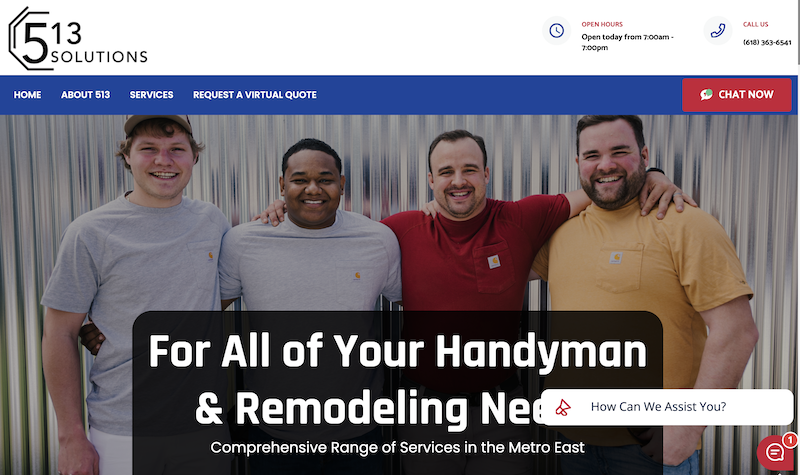 Captura de Imagen del Sitio Web de Servicios de Mantenimiento de 513 Solutions.